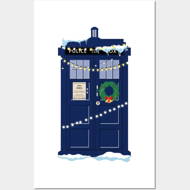 Christmas Doctor Who Police Box Tardis Wall Art by larsbeelzebubart